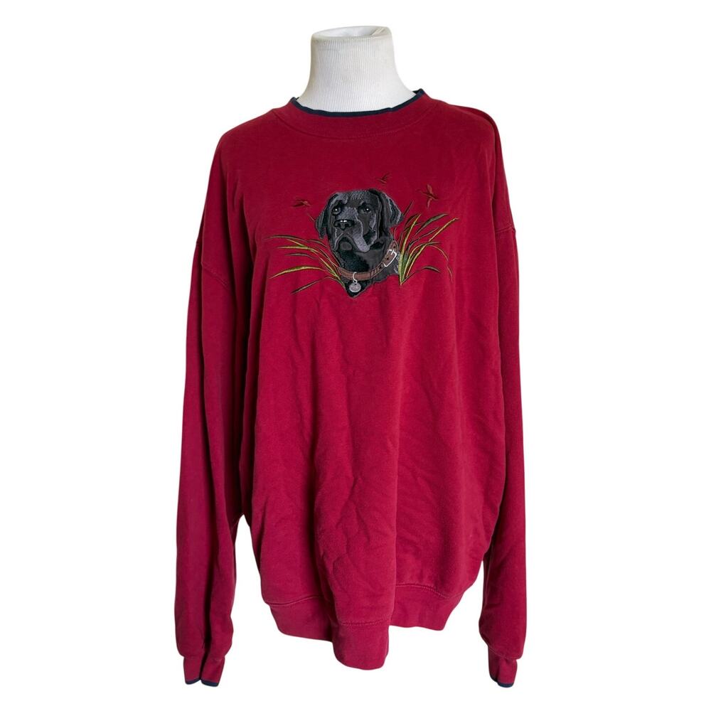 Vintage 90s MC Sport Black Lab Labrador Embroidered Crewneck Sweatshirt